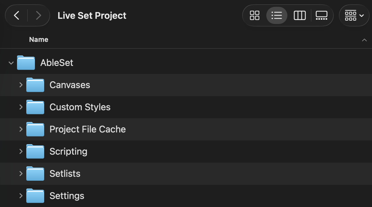 Finder with AbleSet's Project folder